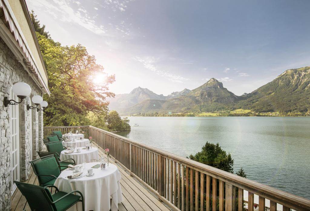 View from the hotel – directly to the lake. Courtesy of the Booking website