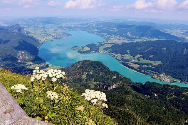 The spectacular viewpoint over Lake Wolfgang - the summit of Mount Schapberg