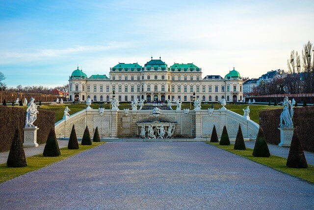 Belvedere Palace complex on a sunny summer day
