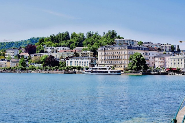 View of Gmunden from Lake Traun