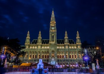 City Hall Lit Up at Night