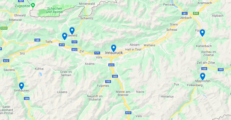 Recommended accommodation areas