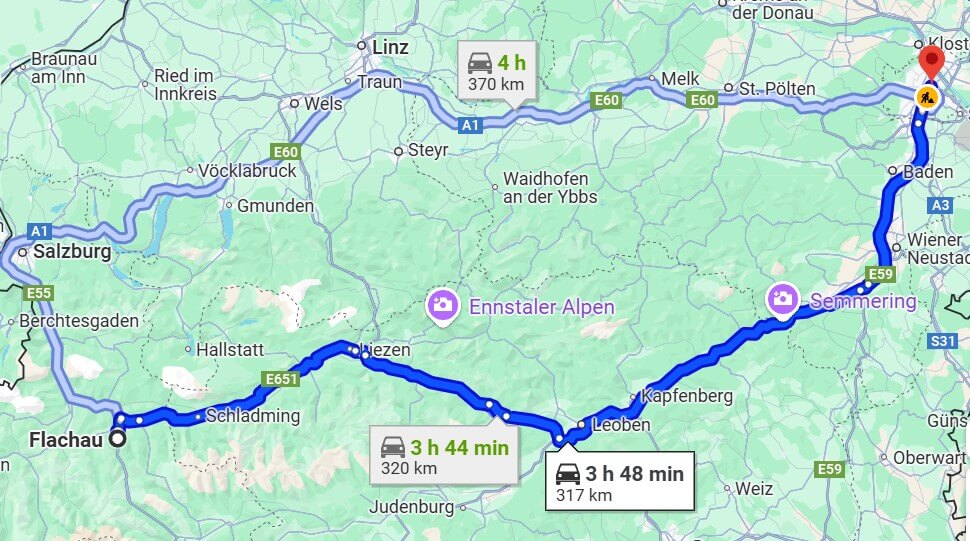 Marking of the highways between Vienna and the Salzburg region