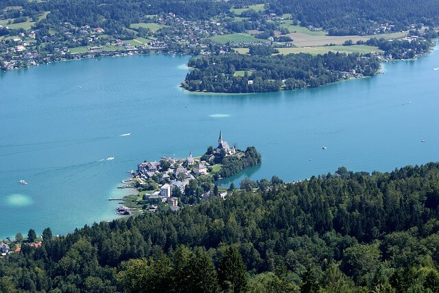 View from above of Lake Wörthersee
