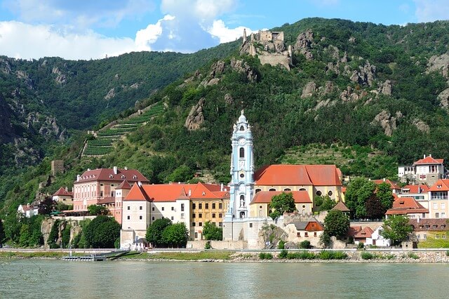 View of the village of Dürnstein from the Danube River