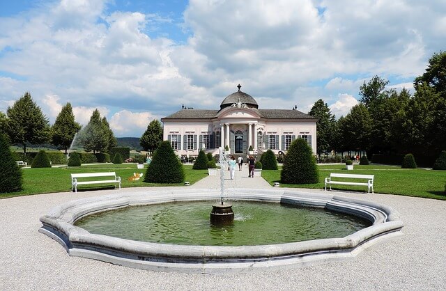 Part of the gardens of the Melk Monastery and the beautiful garden house