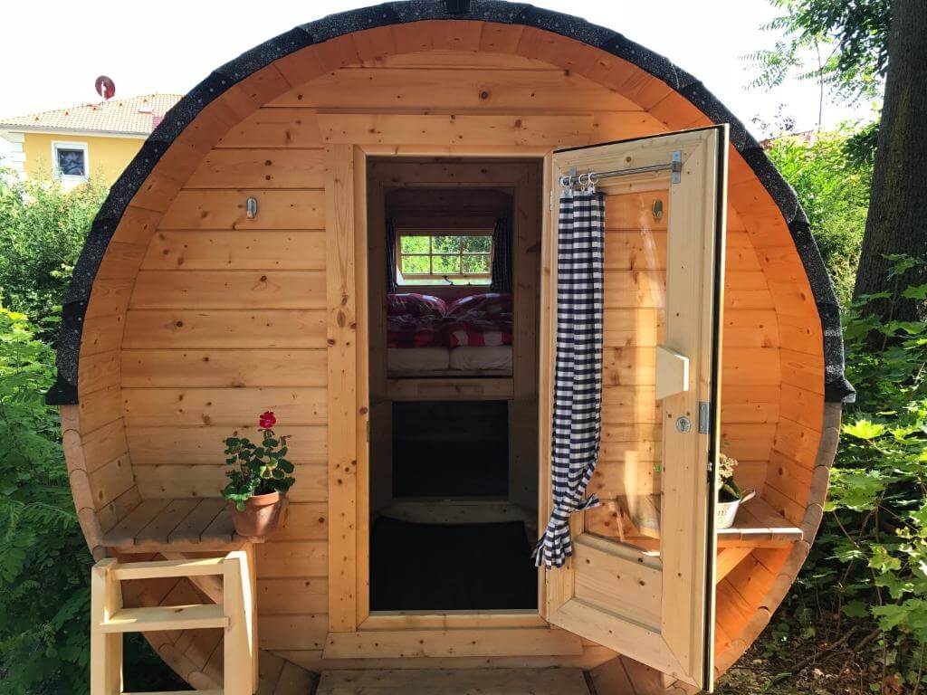 Hotel in a wooden barrel. Courtesy of Booking.com.
