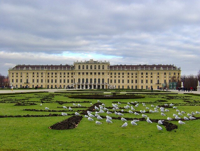 Schönbrunn Palace on a cloudy day